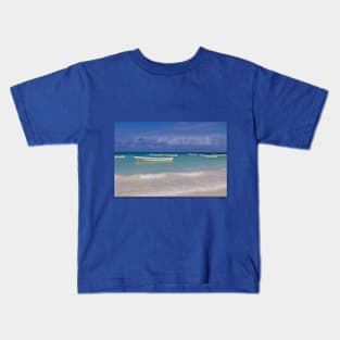 Zanzibar Island, Tanzania, beach with boats in Africa Kids T-Shirt